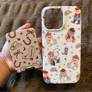 Velvet Caviar Iphone 14 Pro Max Teddy Bear Cowboy Case + Magsafe Wallet Bundle